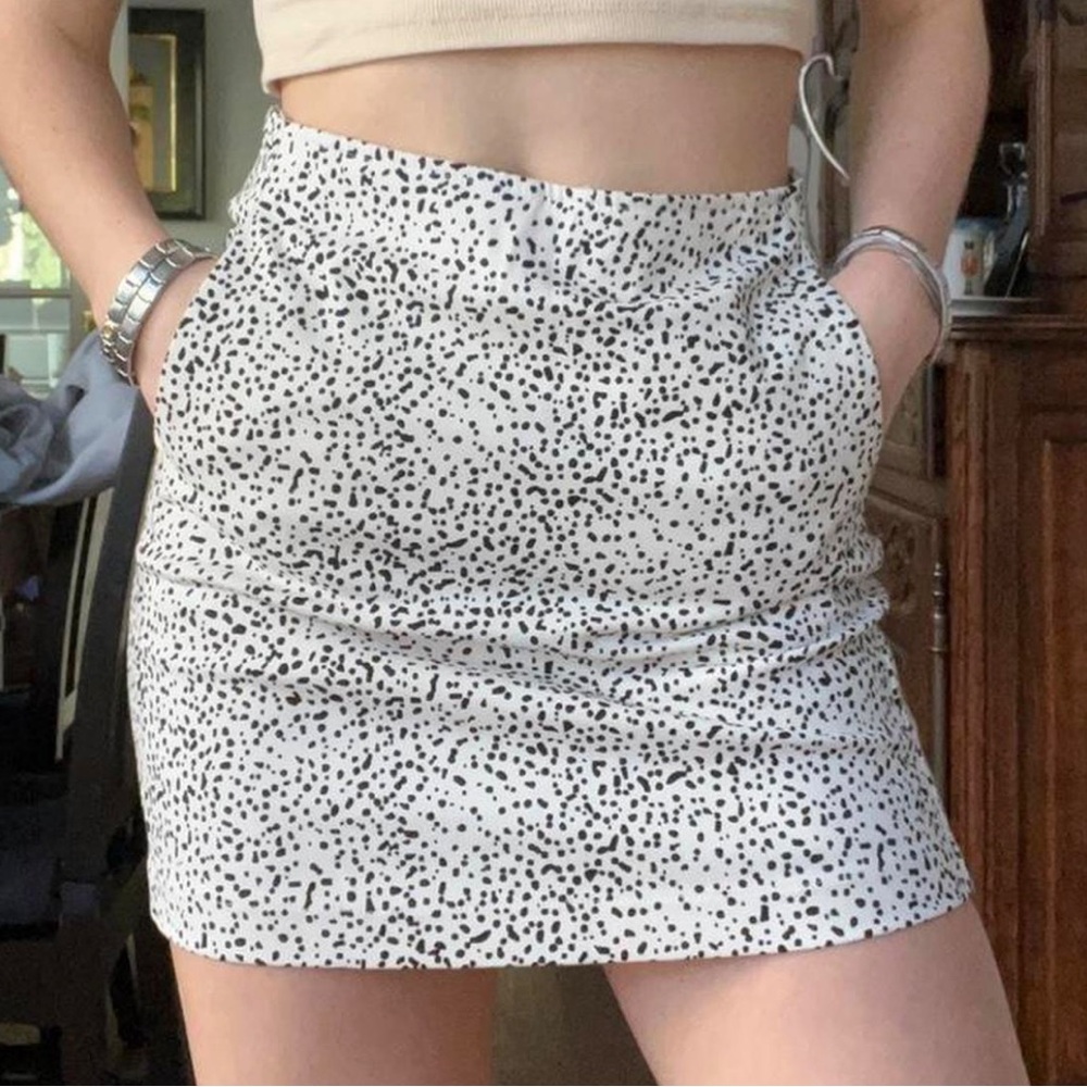 Urban Outfitters Black and White Dotted Mini Skirt